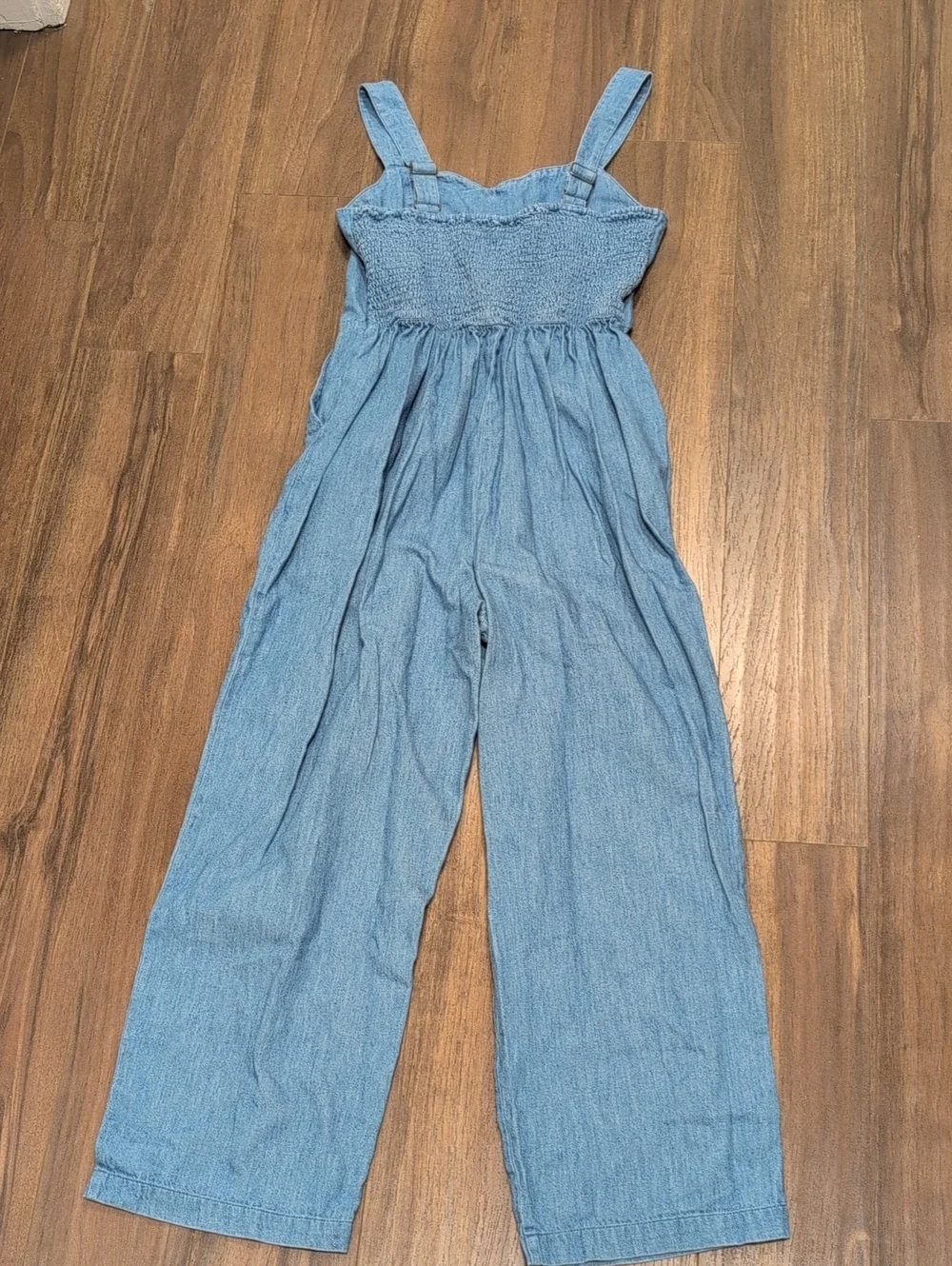 Old Navy Light Blue Jean Wide-Leg High Waisted Jumpsuit With Pockets